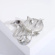 Fashionable and exquisite cat's eye stone animal brooch, new popular European and American diamond inlaid fox brooch - Memoriex 