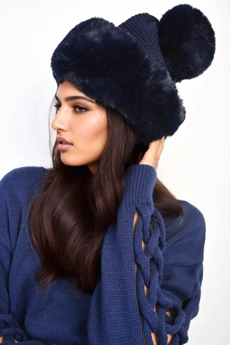 Faux Fur Knitted Winter Hat - Memoriex 