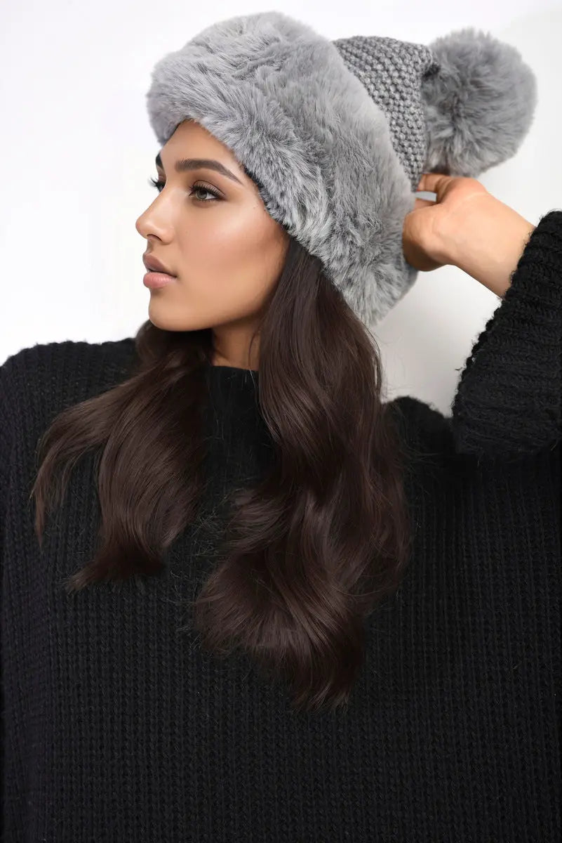 Faux Fur Knitted Winter Hat - Memoriex 