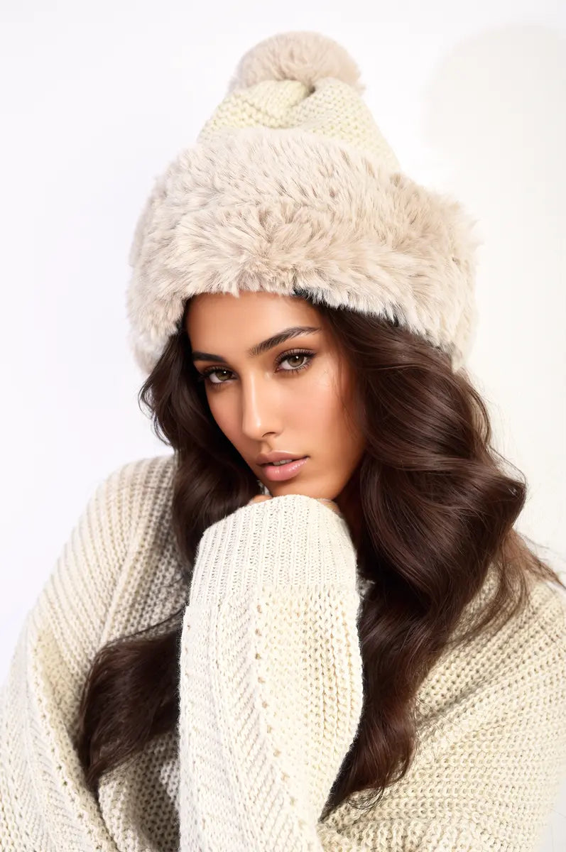 Faux Fur Knitted Winter Hat - Memoriex 