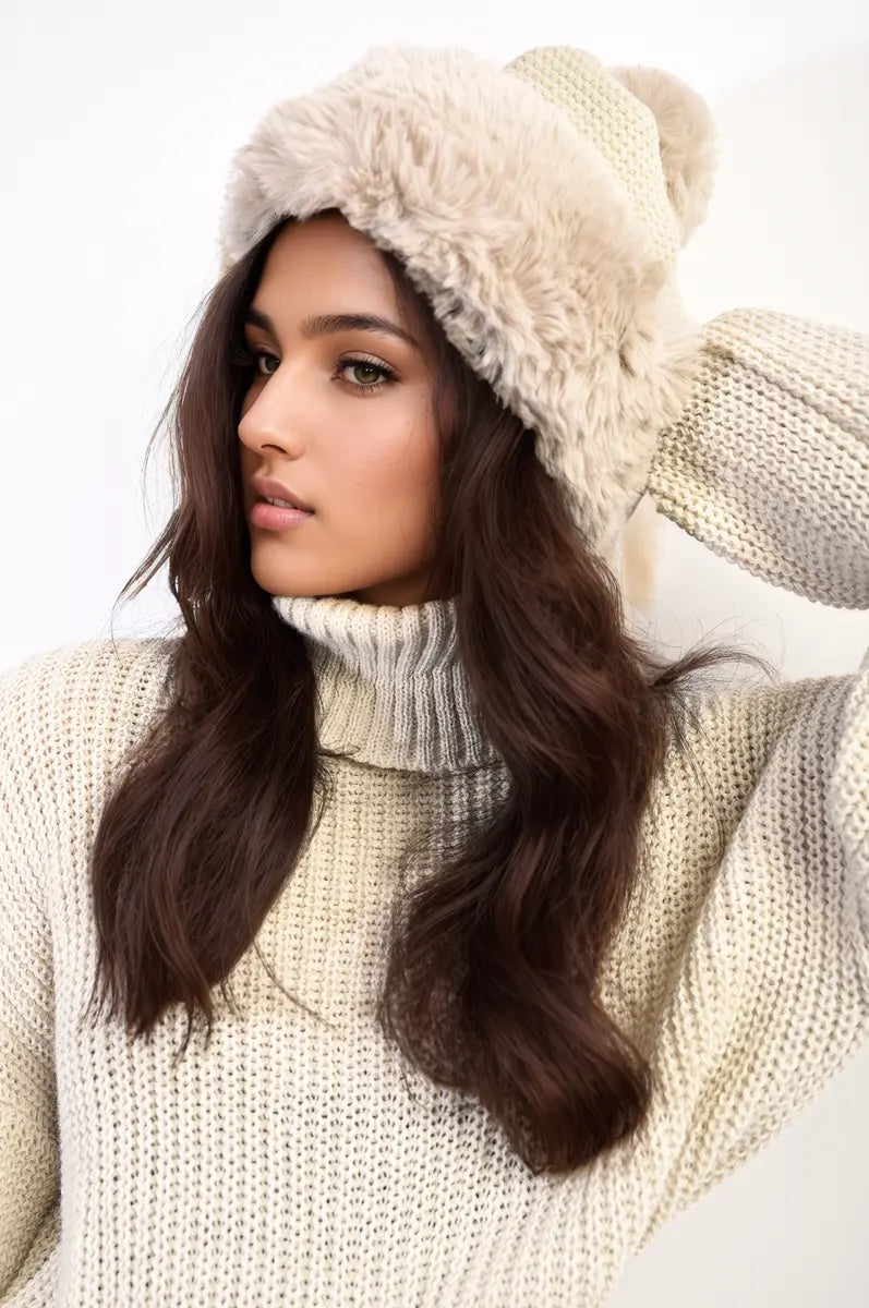 Faux Fur Knitted Winter Hat - Memoriex 