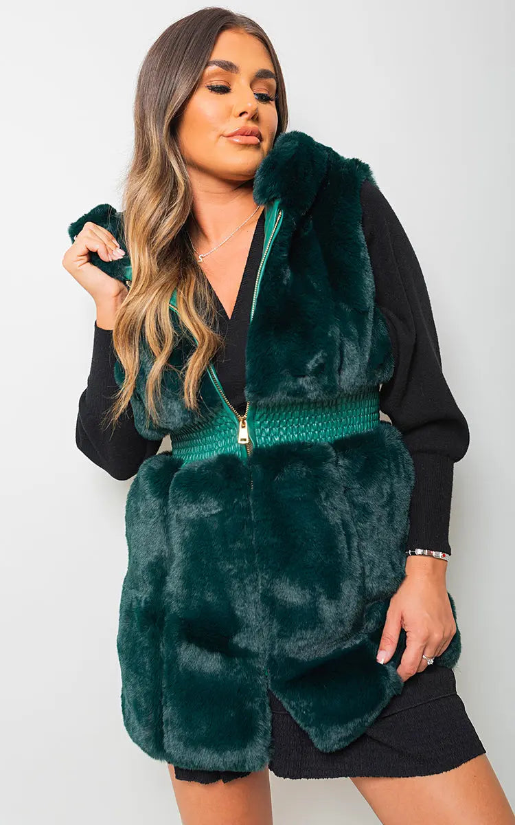 Faux Fur Zip Up Gilet - Memoriex 