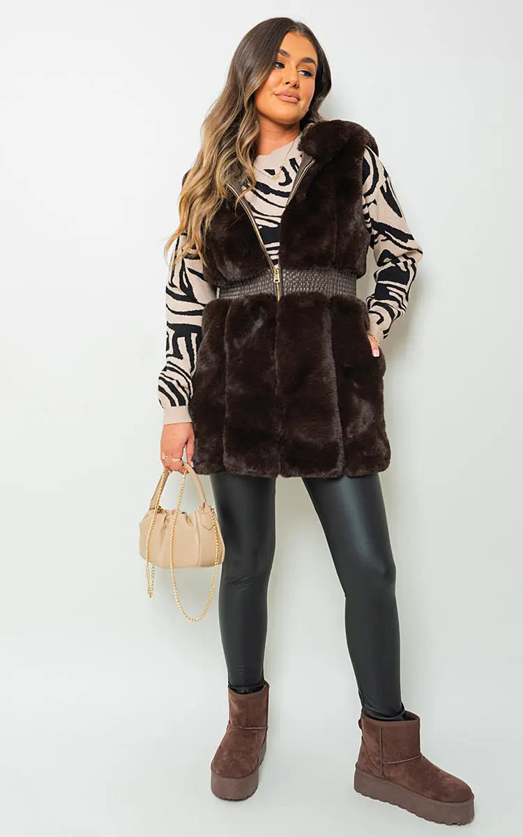 Faux Fur Zip Up Gilet - Memoriex 