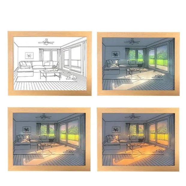 Festival Gift Table Lamp Light Painting Room Decoration Personalized Luminous Painting Photo Frame Light Painting - Memoriex 