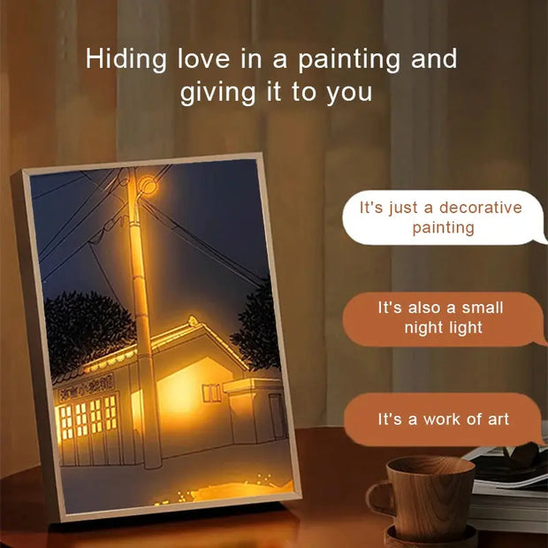 Festival Gift Table Lamp Light Painting Room Decoration Personalized Luminous Painting Photo Frame Light Painting - Memoriex 