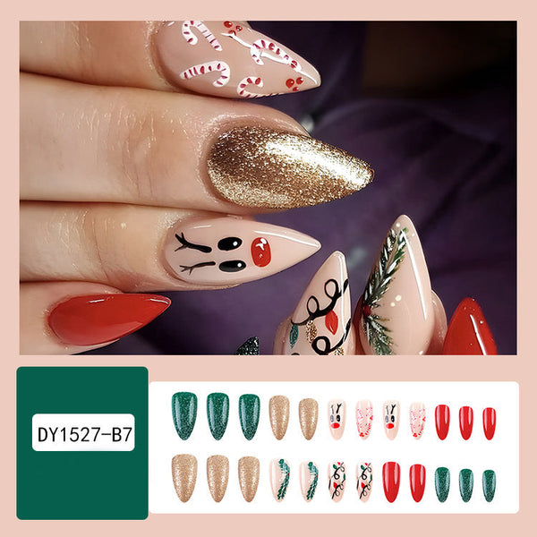 Festive Fun: 24pcs Christmas False Nails with Colourful Designs - Memoriex 
