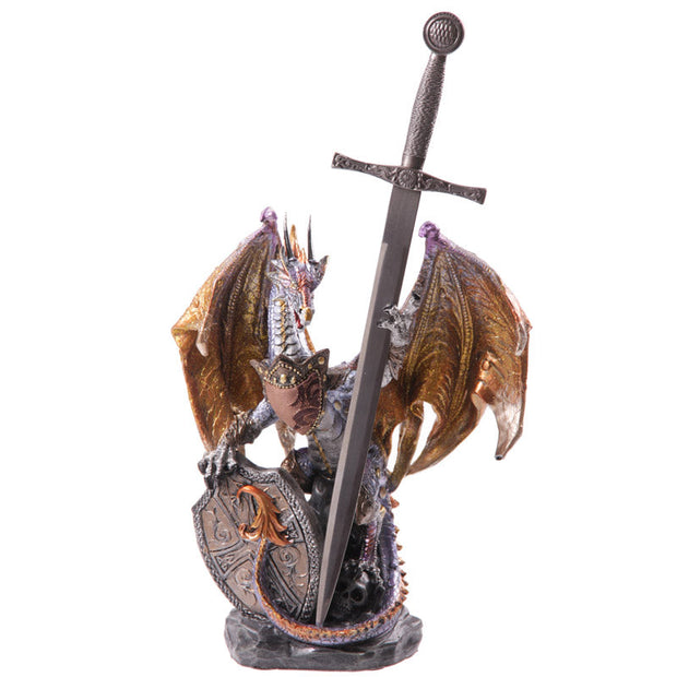 Fire Shield Dark Legends Dragon Figurine DRG356 - Memoriex 