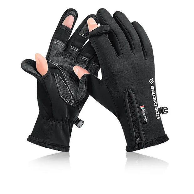 Fishing Gloves Men's Anti-Stab Waterproof Two-Finger Winter Riding Warm Non-Slip Touch Screen Outdoor Fishing Gloves - Memoriex 