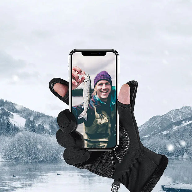 Fishing Gloves Men's Anti-Stab Waterproof Two-Finger Winter Riding Warm Non-Slip Touch Screen Outdoor Fishing Gloves - Memoriex 