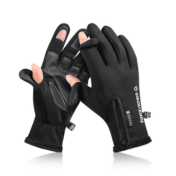 Fishing Gloves Men's Anti-Stab Waterproof Two-Finger Winter Riding Warm Non-Slip Touch Screen Outdoor Fishing Gloves - Memoriex 