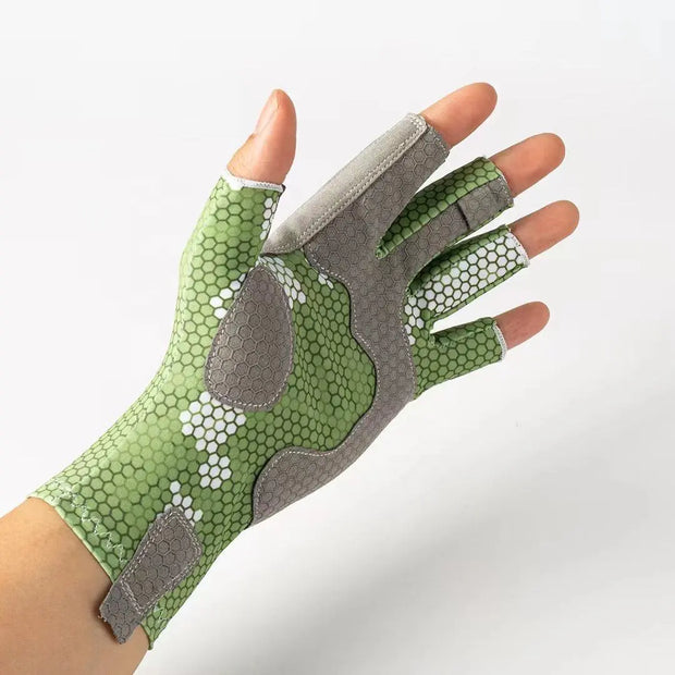 Fishing gloves, UV resistant and anti slip gloves, sun proof half finger outdoor sea fishing sports gloves - Memoriex 
