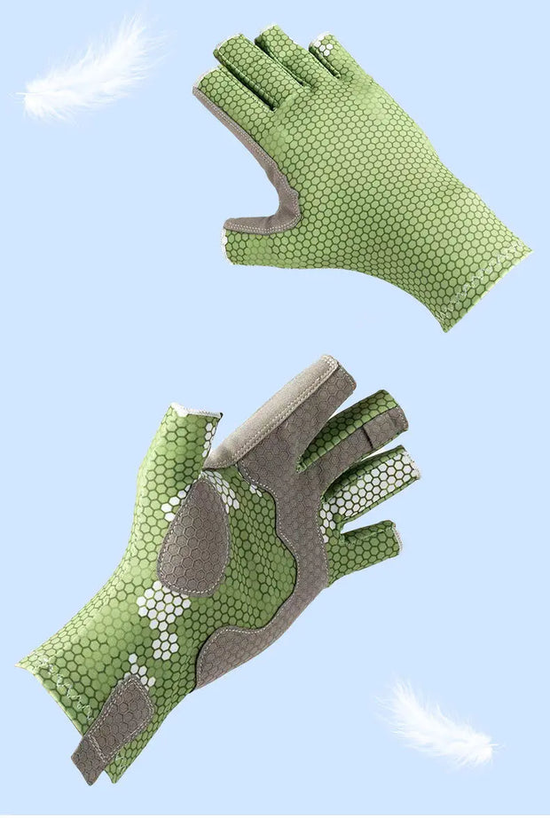 Fishing gloves, UV resistant and anti slip gloves, sun proof half finger outdoor sea fishing sports gloves - Memoriex 