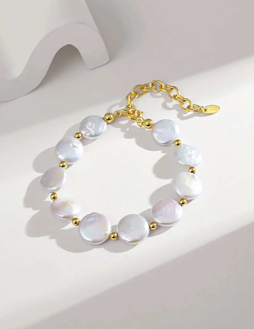 Flat Coin Pearl Bracelet-0