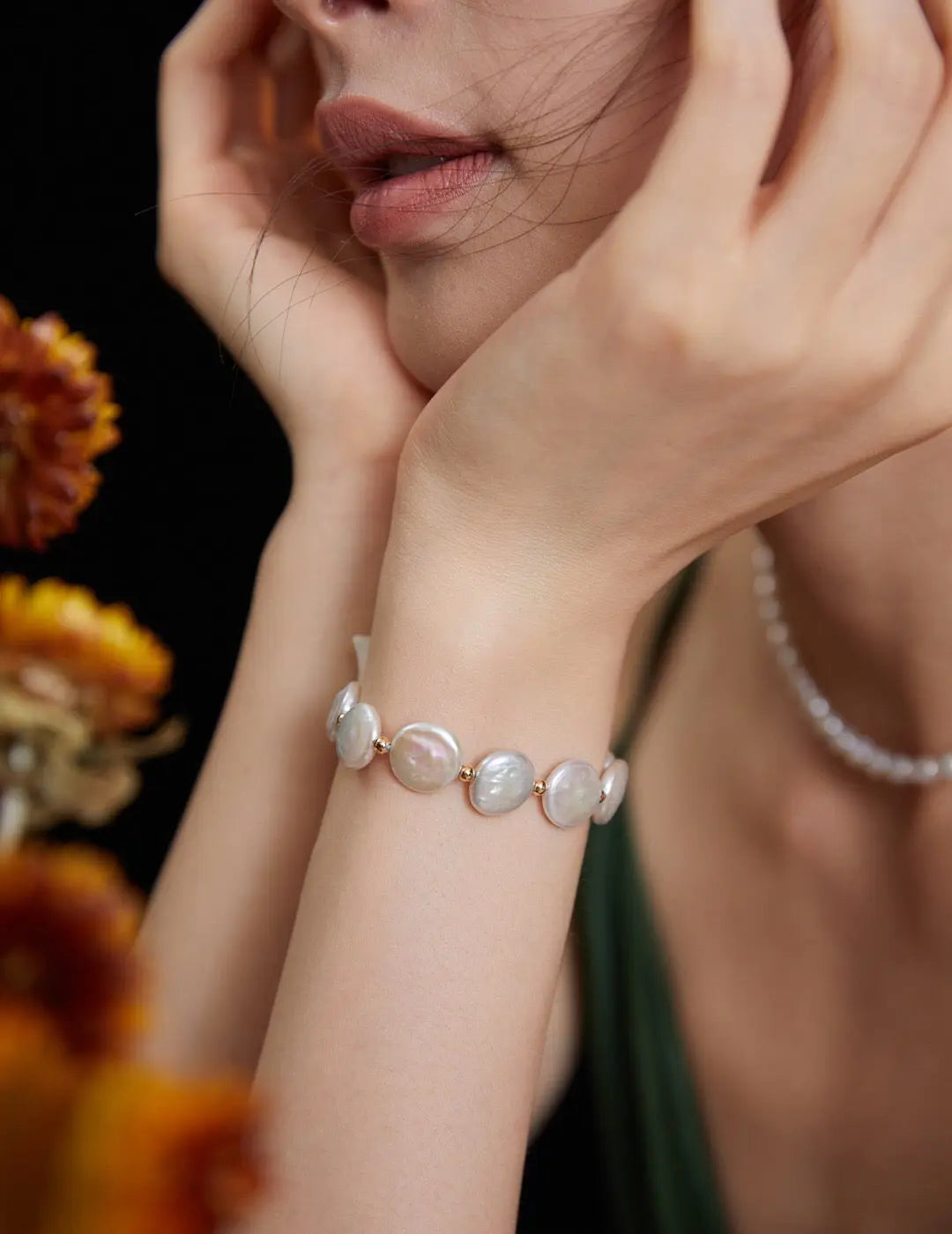 Flat Coin Pearl Bracelet-2