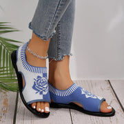 Flat Simplicity Casual Mesh Slip-on Peep Toe Plus Size Sandals - Memoriex 