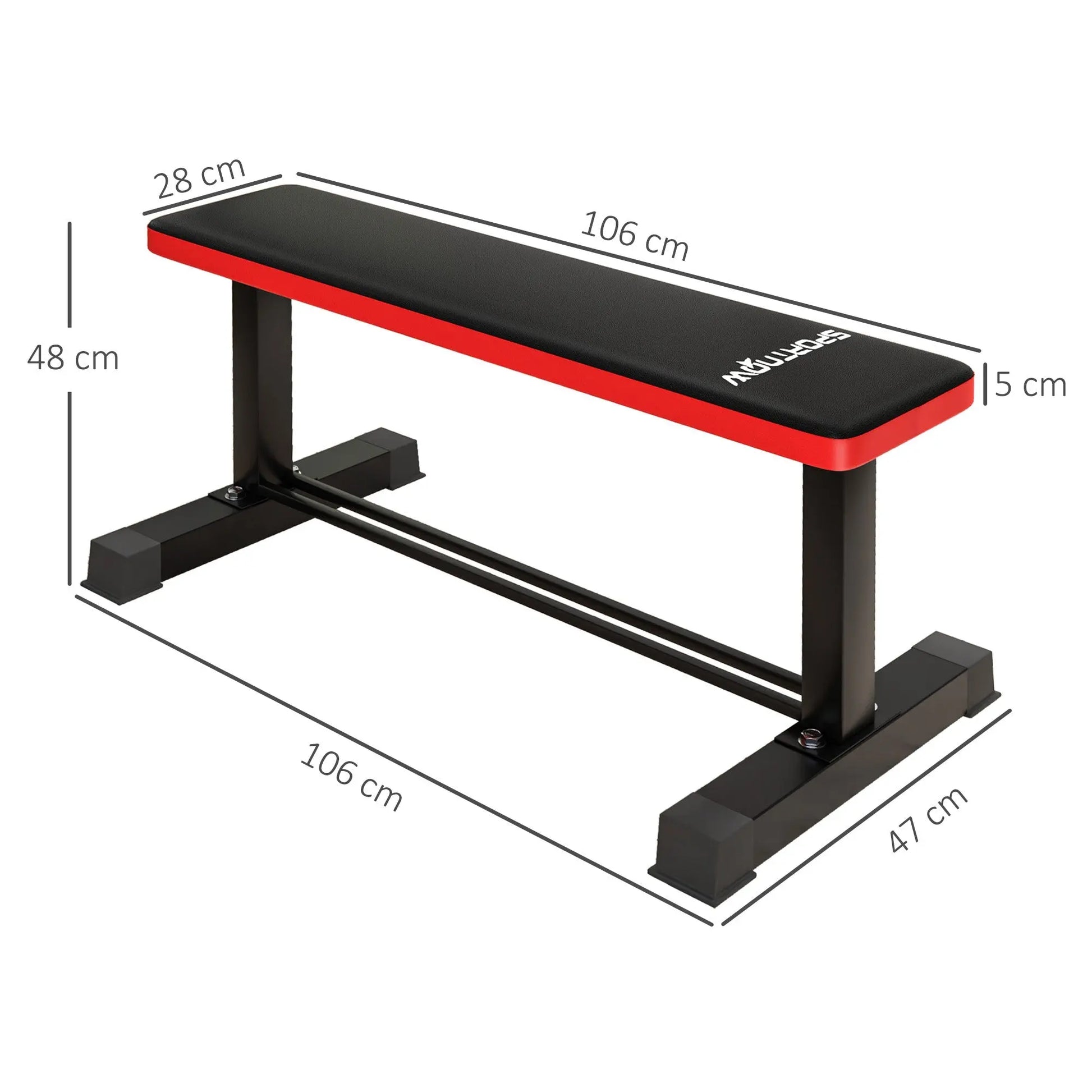 Flat Weight Bench, 300KG Weight Capacity Workout Bench with Dumbbell Rack-2