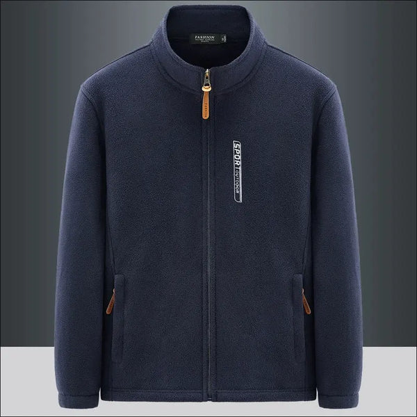 Fleece jacket for men, outdoor sports stand up collar top, large windproof and plush warm cardigan, hoodie, fleece jacket - Memoriex 