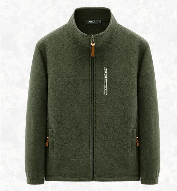 Fleece jacket for men, outdoor sports stand up collar top, large windproof and plush warm cardigan, hoodie, fleece jacket - Memoriex 