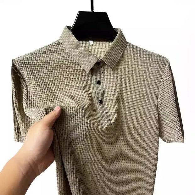Flip collar T-shirt for men's short sleeved business casual T-shirt for men's Polo shirt - Memoriex 