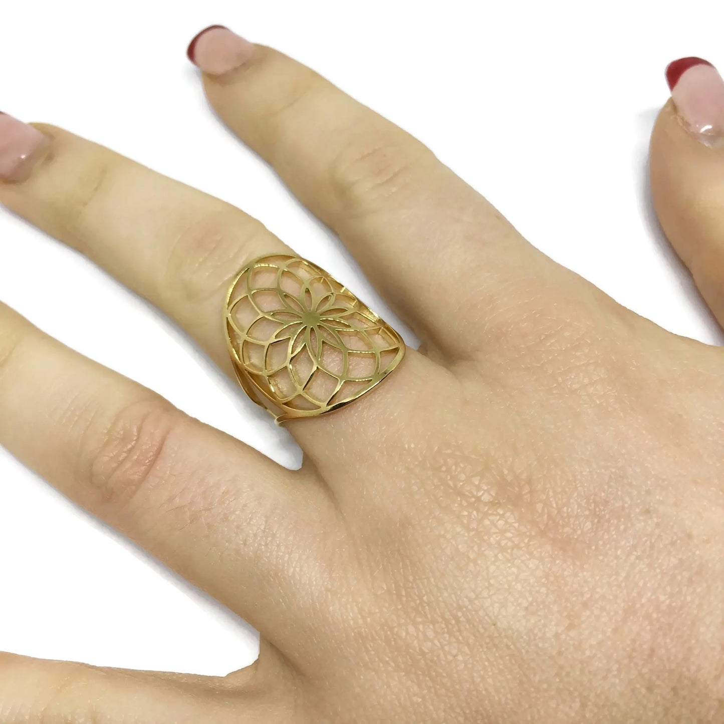 Flower Pattern Adjustable Ring - Memoriex 