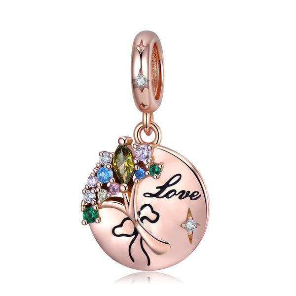 Flower Pendant 925 Sterling Silver Rose Gold Plated Valentine's Day CHARMS Necklace Bracelet DIY Accessories Beads - Memoriex 