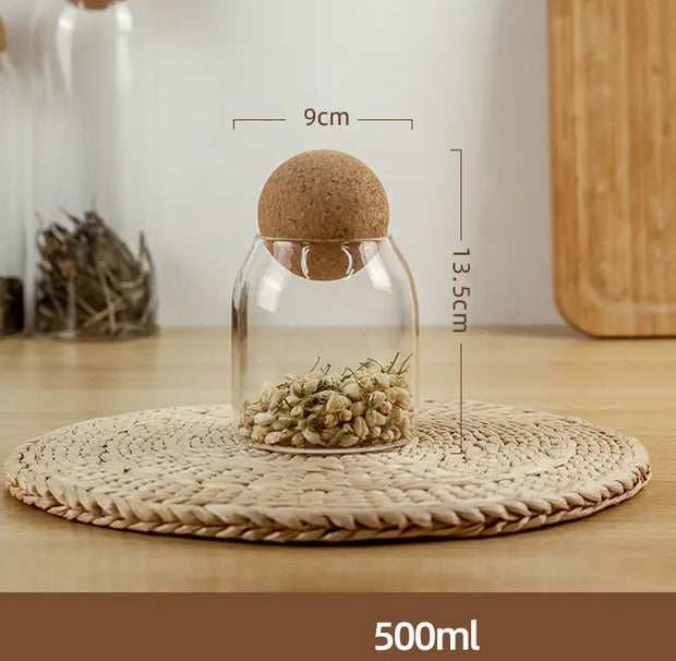 Food Storage Glass Jar with Wood Lid Ball Clear - Memoriex 