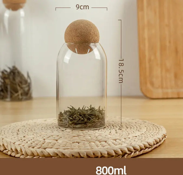 Food Storage Glass Jar with Wood Lid Ball Clear - Memoriex 