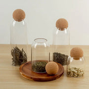 Food Storage Glass Jar with Wood Lid Ball Clear - Memoriex 