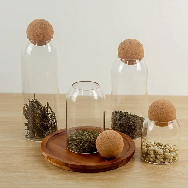 Food Storage Glass Jar with Wood Lid Ball Clear - Memoriex 