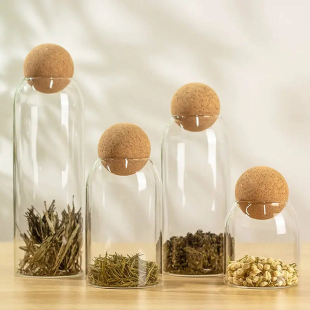 Food Storage Glass Jar with Wood Lid Ball Clear - Memoriex 