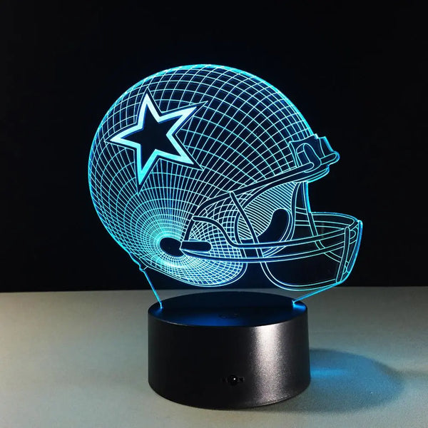 Football helmet Dallas Cowboys lamparas 3d led lamp 7 Colors Change acrylic USB LED Table Lamp Kids Gift Creative Night Lamp - Memoriex 