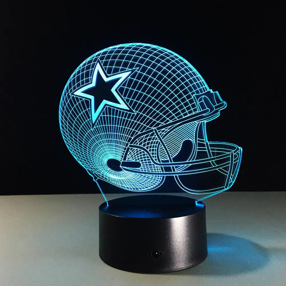 Football helmet Dallas Cowboys lamparas 3d led lamp 7 Colors Change