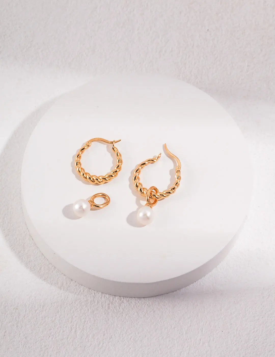 French Twisted Pearl Hoop Earrings-2