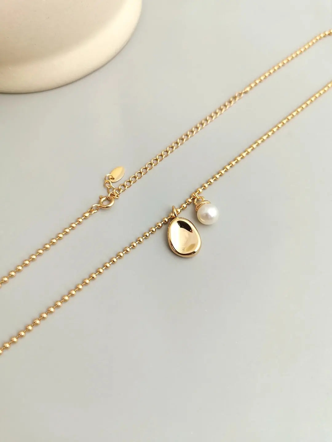 Freshwater Pearl With Bean Pendant Necklace - Memoriex