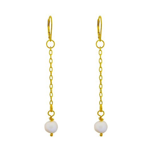 Freshwater Pearl Yellow Gold Vermeil, 9k or 18k Earrings - Memoriex