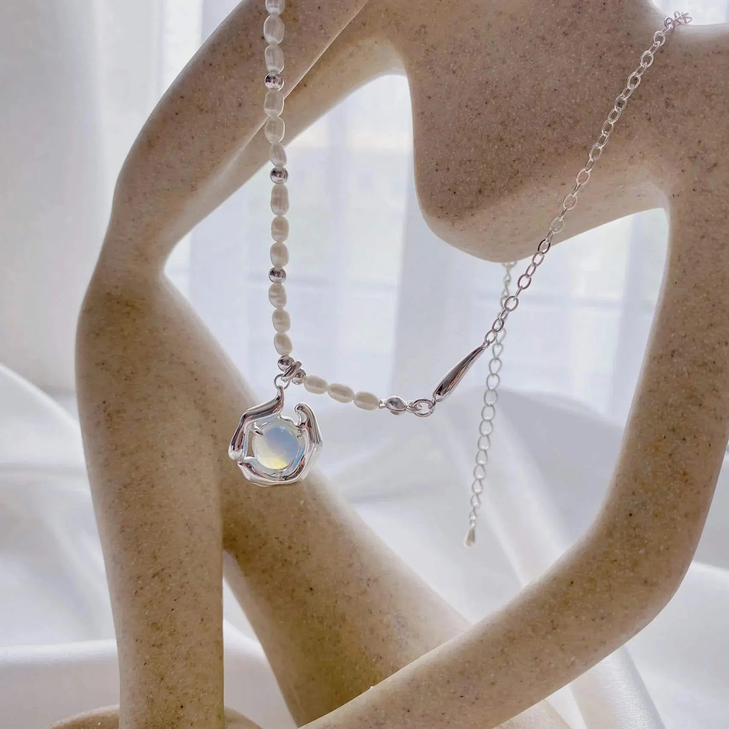 Freshwater Pearl & Moonstone Necklace-3