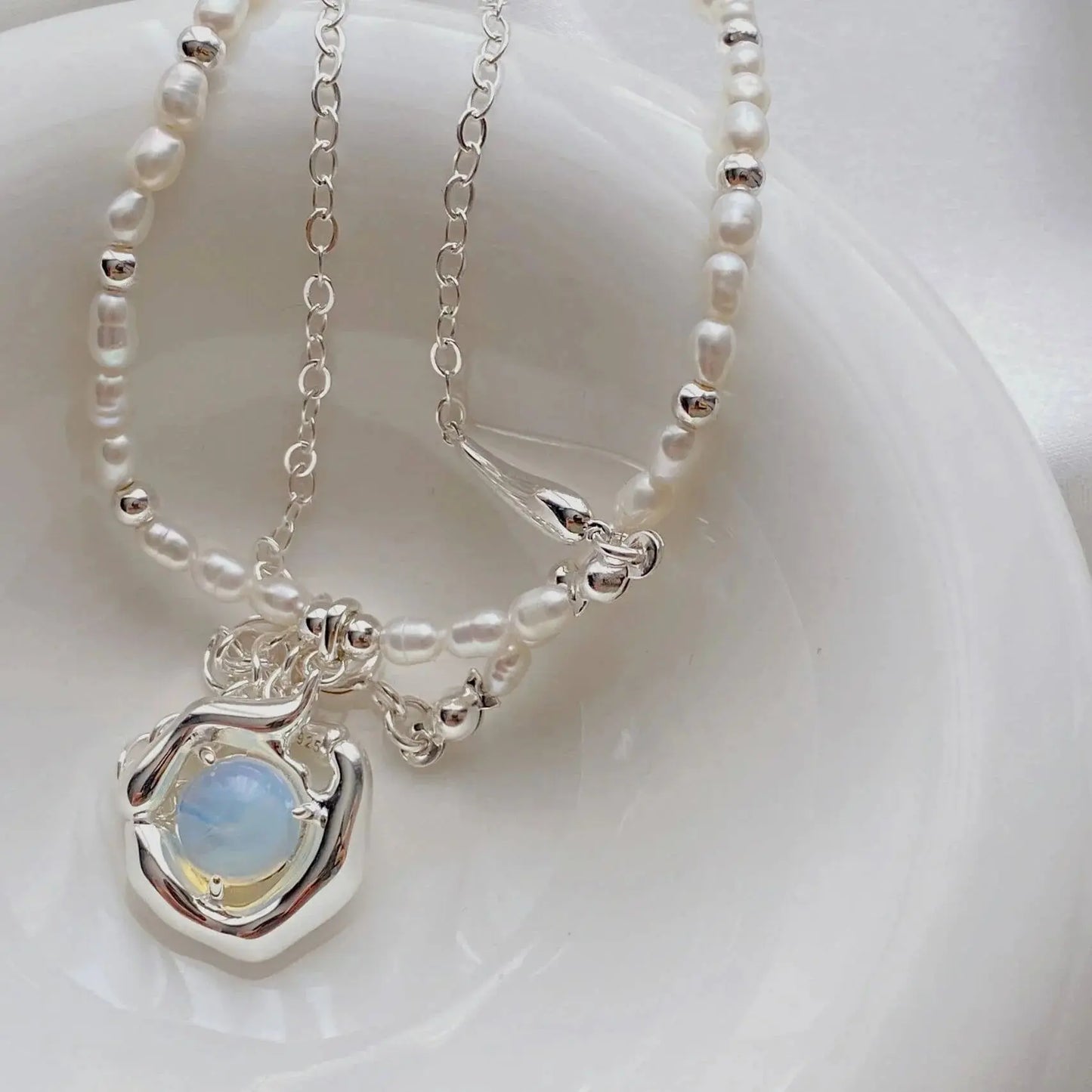 Freshwater Pearl & Moonstone Necklace-4