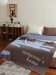 Funky Cat Throw Blanket - Cute Whimsical Earthy Tone - Memoriex 