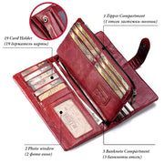 GZCZ Genuine Leather Women Wallet Purse Female Luxury Cow Leather Business Women's Handbag Genuine Leather Pouch - Memoriex 