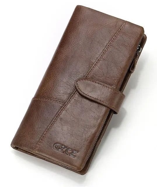 GZCZ Genuine Leather Women Wallet Purse Female Luxury Cow Leather Business Women's Handbag Genuine Leather Pouch - Memoriex 