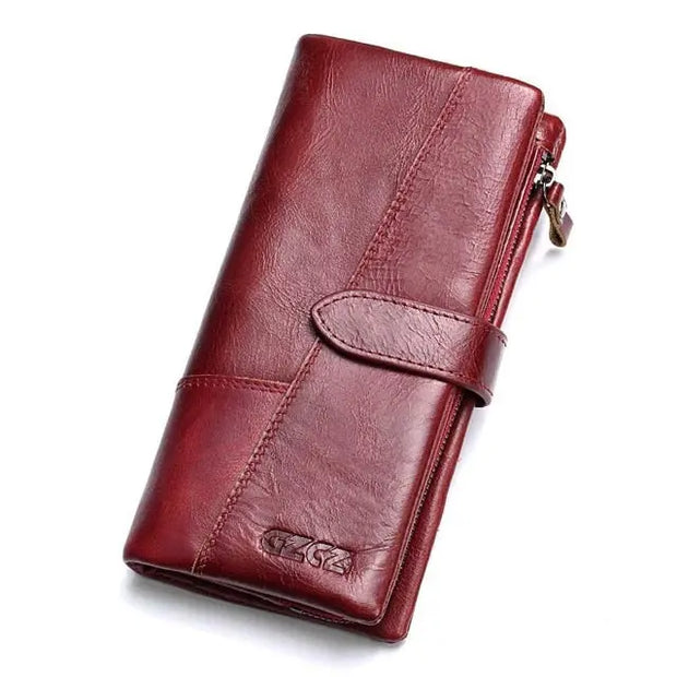 GZCZ Genuine Leather Women Wallet Purse Female Luxury Cow Leather Business Women's Handbag Genuine Leather Pouch - Memoriex 
