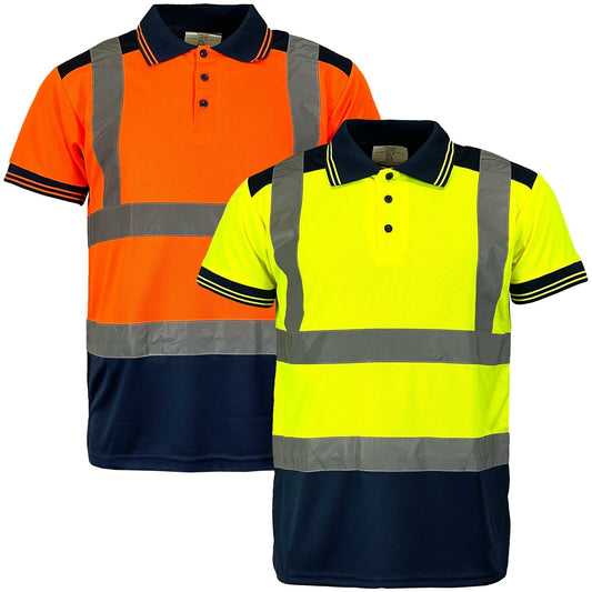 Mens Hi Vis Visibility Short Sleeved Polo Shirt - hv322-0