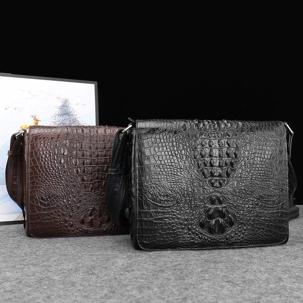 Genuine Crocodile Leather Postal Messenger Bag - Memoriex