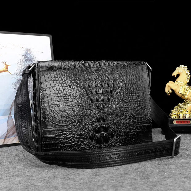 Genuine Crocodile Leather Postal Messenger Bag-1