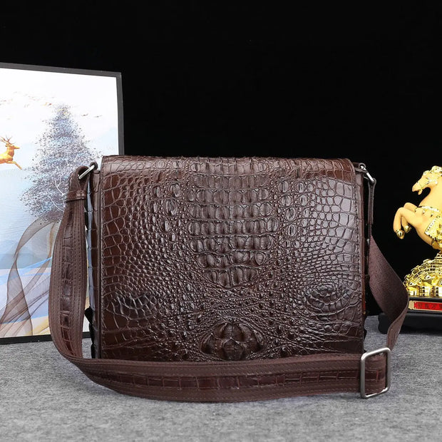 Genuine Crocodile Leather Postal Messenger Bag-2
