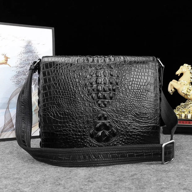 Genuine Crocodile Leather Postal Messenger Bag-3