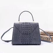 Genuine Crocodile Skin Bone Leather Top Handle Bags  Grey-1