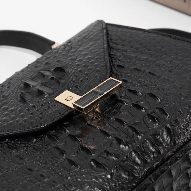 Genuine Crocodile Skin Bone Leather Top Handle Bags-4
