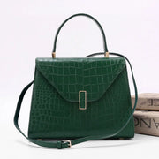 Genuine Crocodile Skin Leather Top Handle Bags Dark Green-0