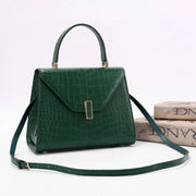 Genuine Crocodile Skin Leather Top Handle Bags Dark Green-1